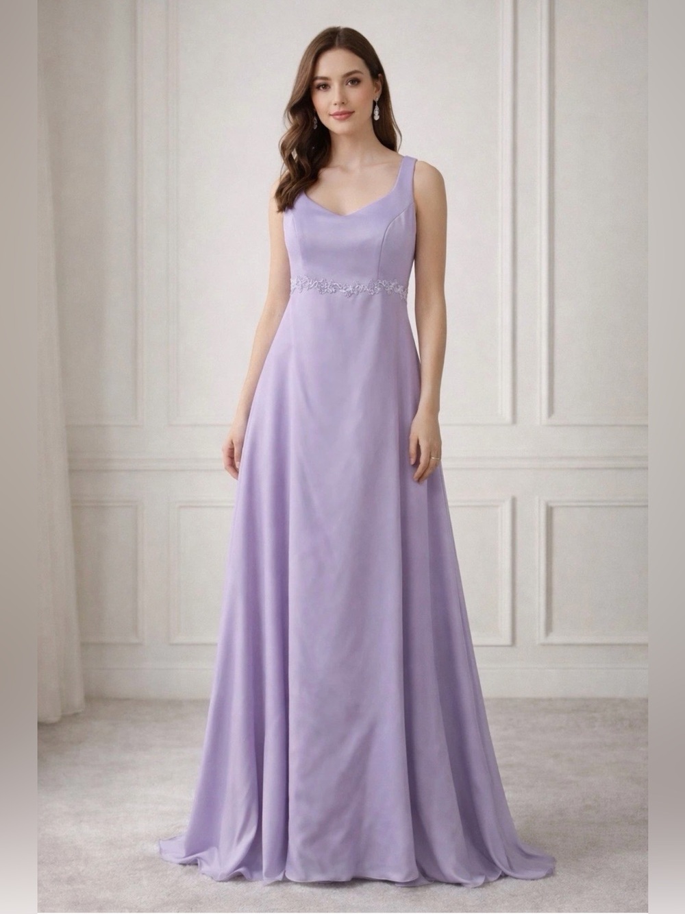 FIESTA Lavender Formal Dress MEmpire Waist Pleated Maxi Gown Large